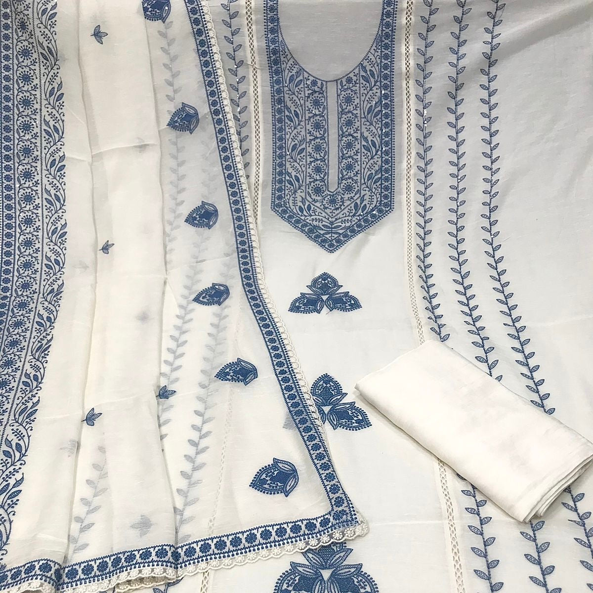 Pure Linen Cotton Embroidered Suit (3pc)