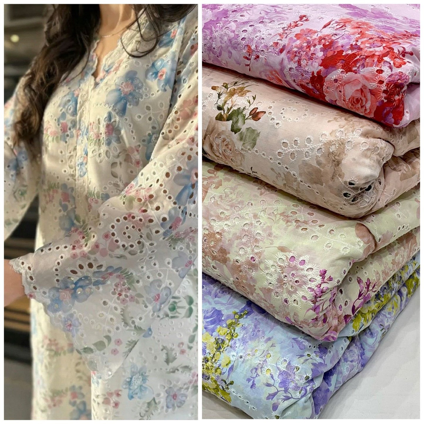 Pure Cotton Hakoba Cutwork with Prints 52”