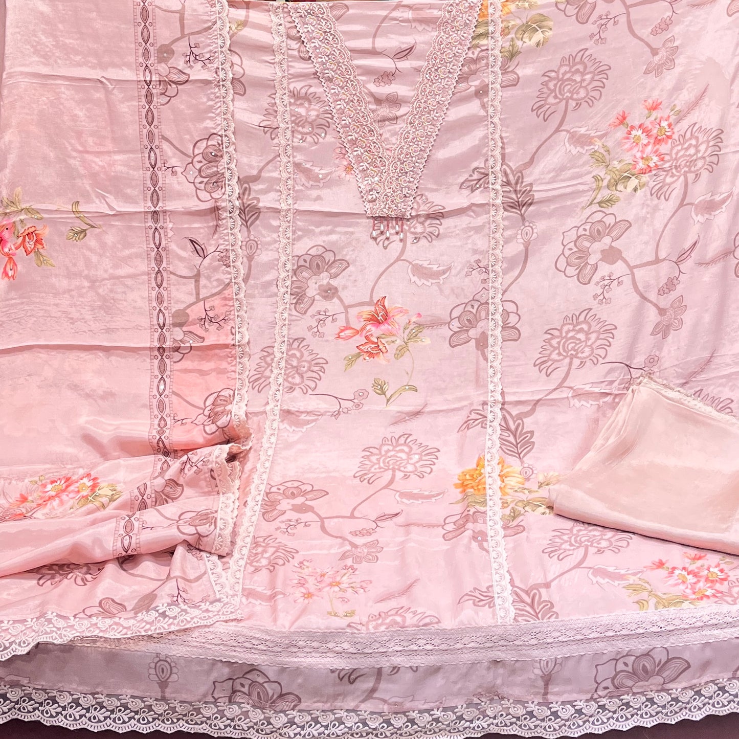 Pastel Nude Pink Premium Muslin 3pc Suit