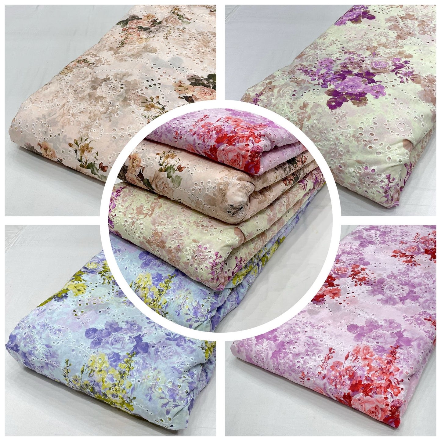 Pure Cotton Hakoba Cutwork with Prints 52”