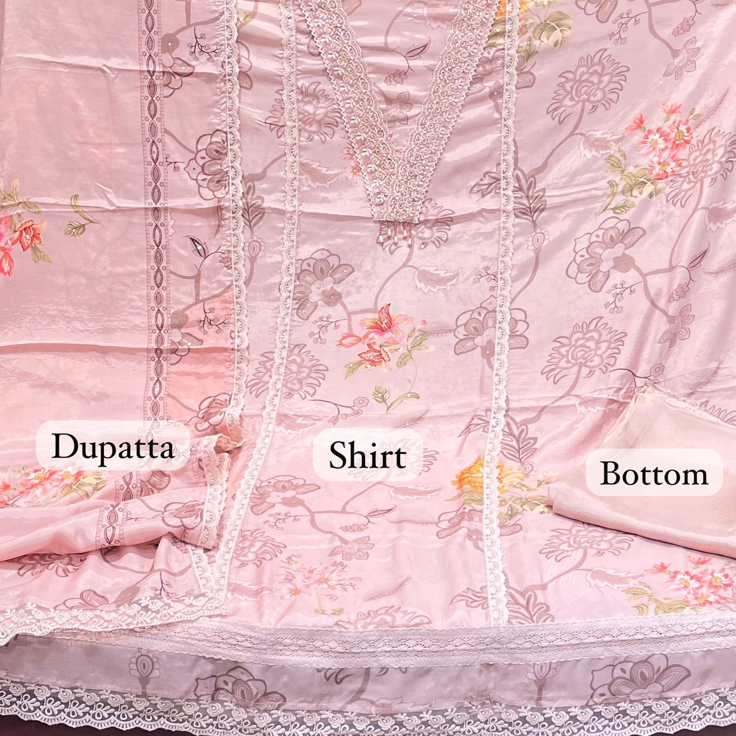 Pastel Nude Pink Premium Muslin 3pc Suit