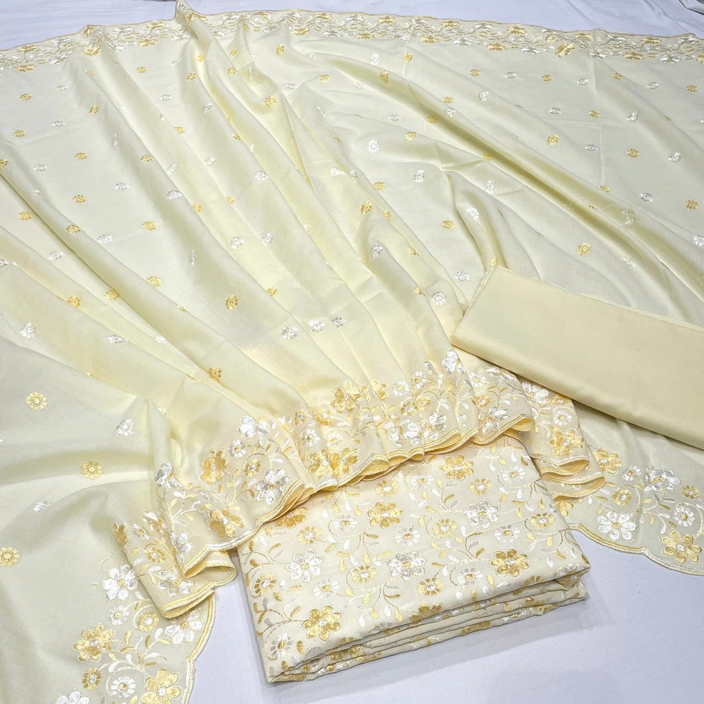 Pure Cotton Chikan Suit (Unstitched)