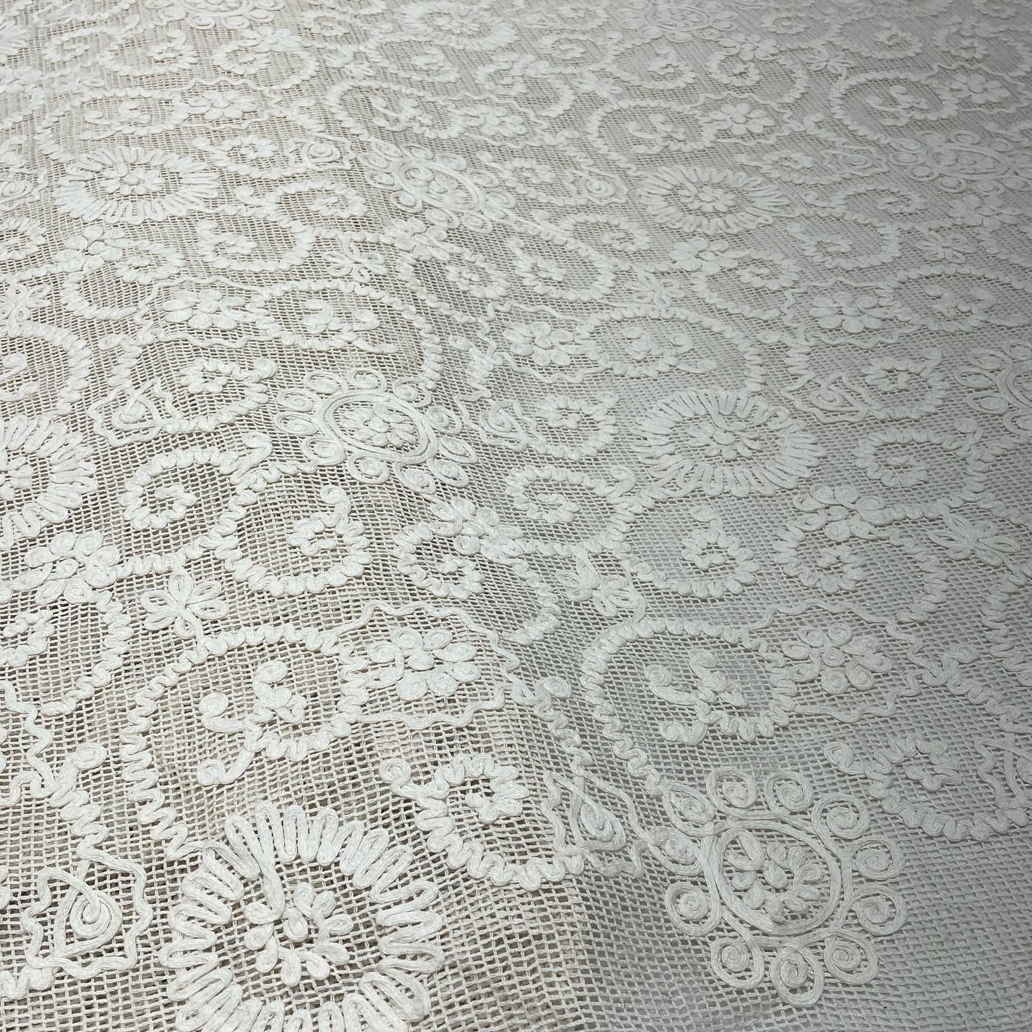 Pure Cotton Crochet Hakoba with Cotton Thread Ribbon Embroidery 52”