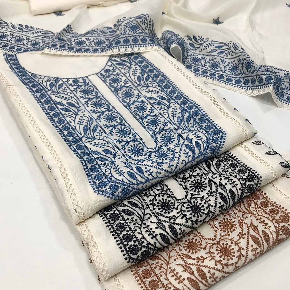 Pure Linen Cotton Embroidered Suit (3pc)