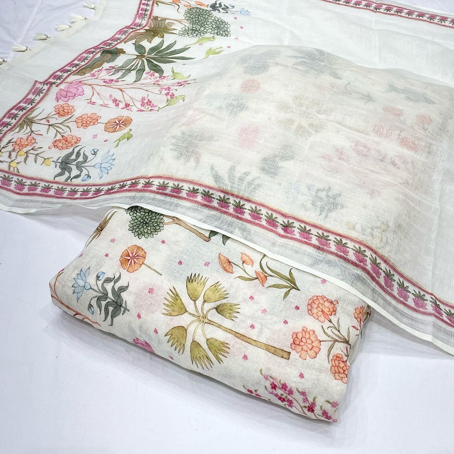 Pure Linen Print Combo (Top+Dupatta)