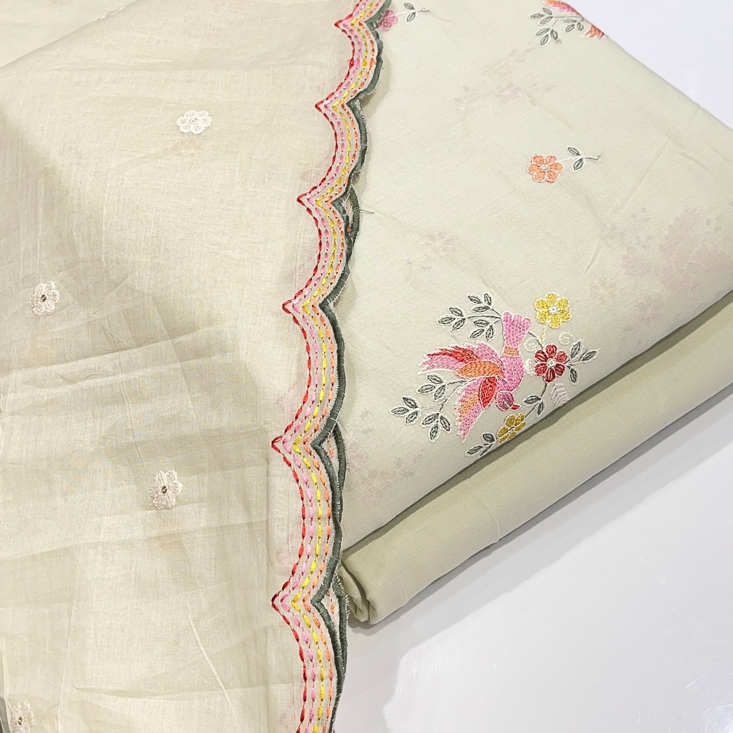 Pastel Cotton Embroidered Suit (Unstitched)