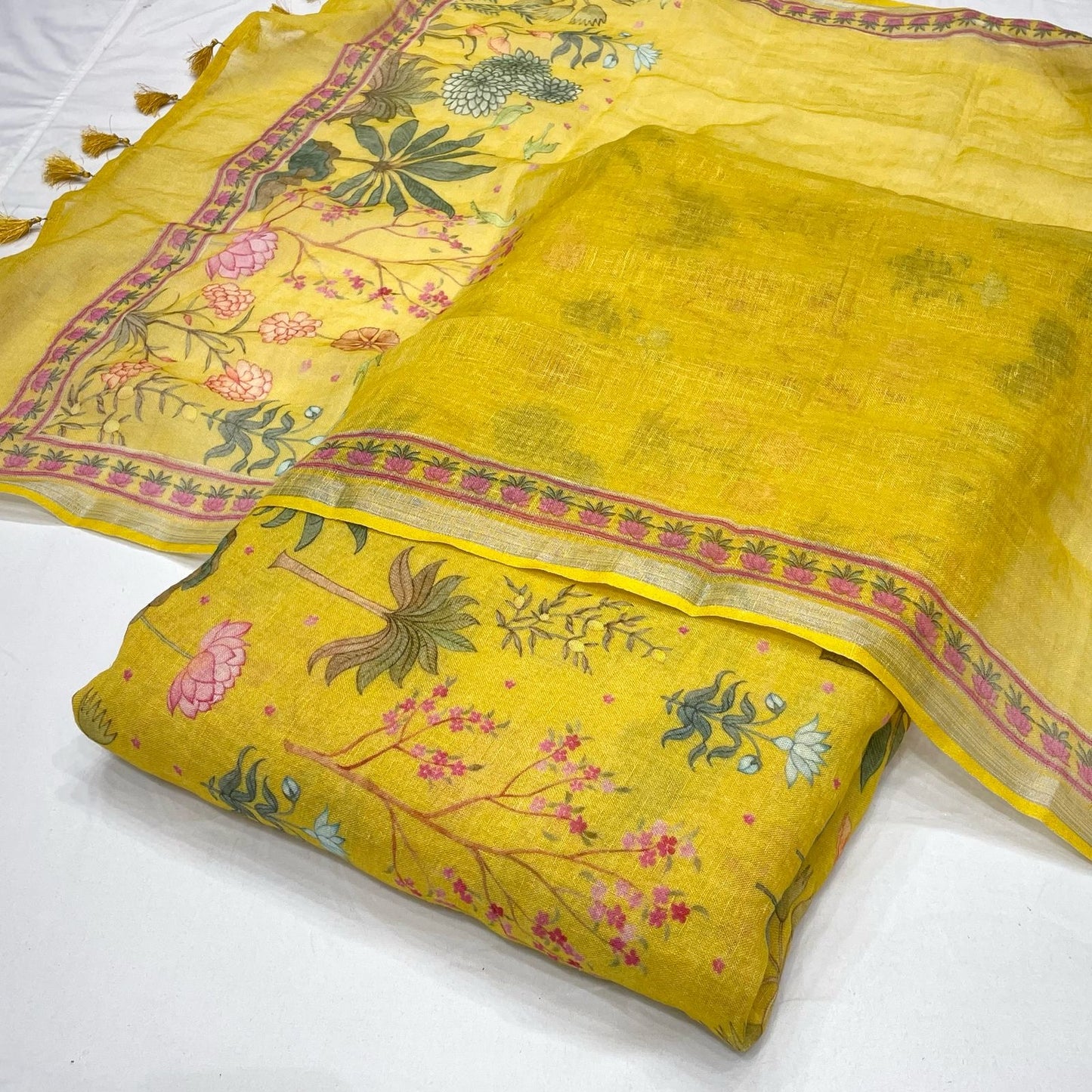 Pure Linen Print Combo (Top+Dupatta)