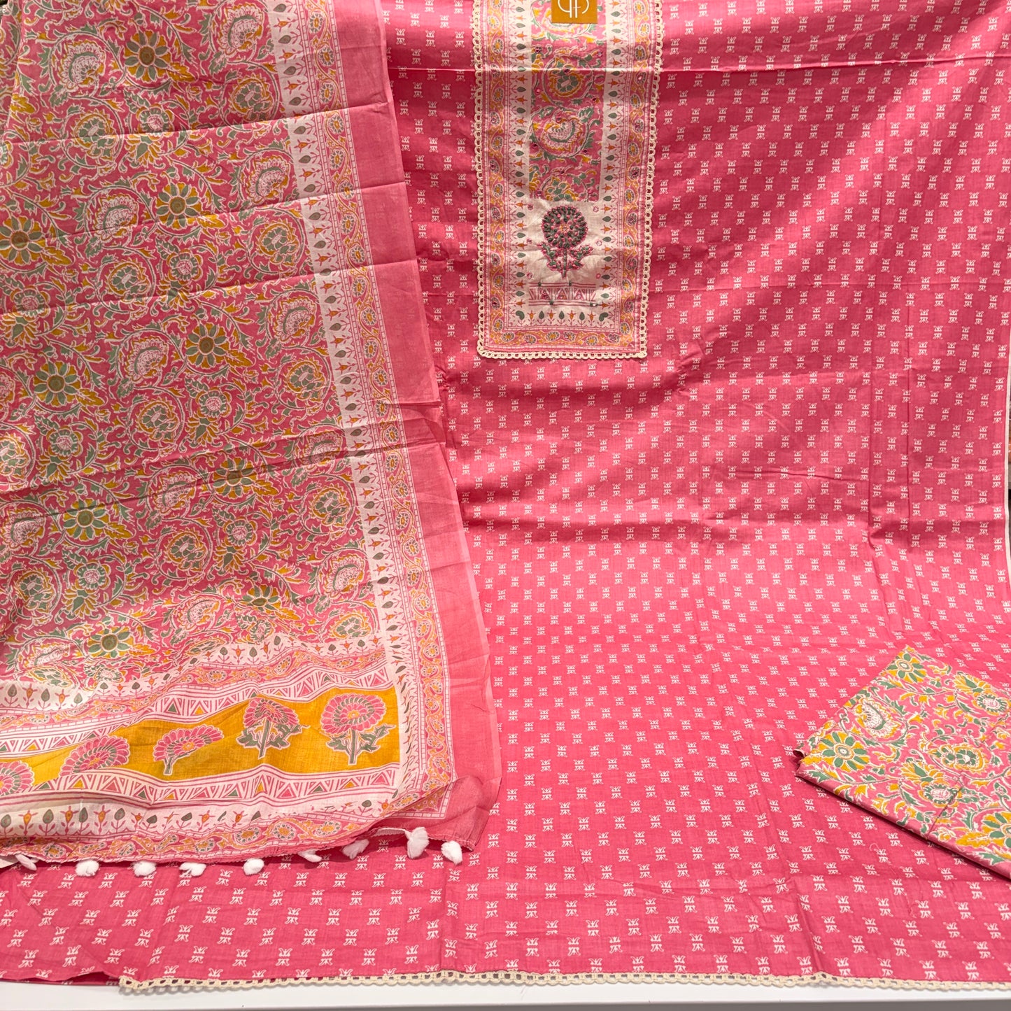 Pure Cotton Knot work Suit (Unstitched)