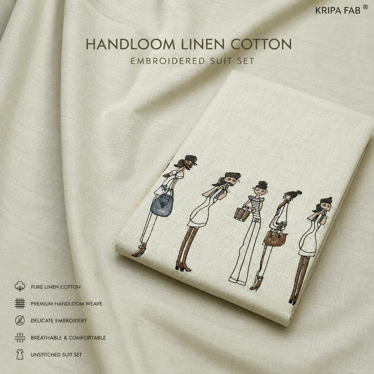 Pure Handloom Linen Fabric by Meter | Soft, Breathable & Summer Friendly (₹350 per meter)