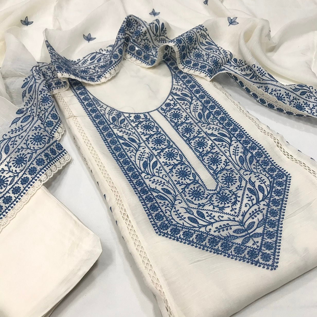 Pure Linen Cotton Embroidered Suit (3pc)