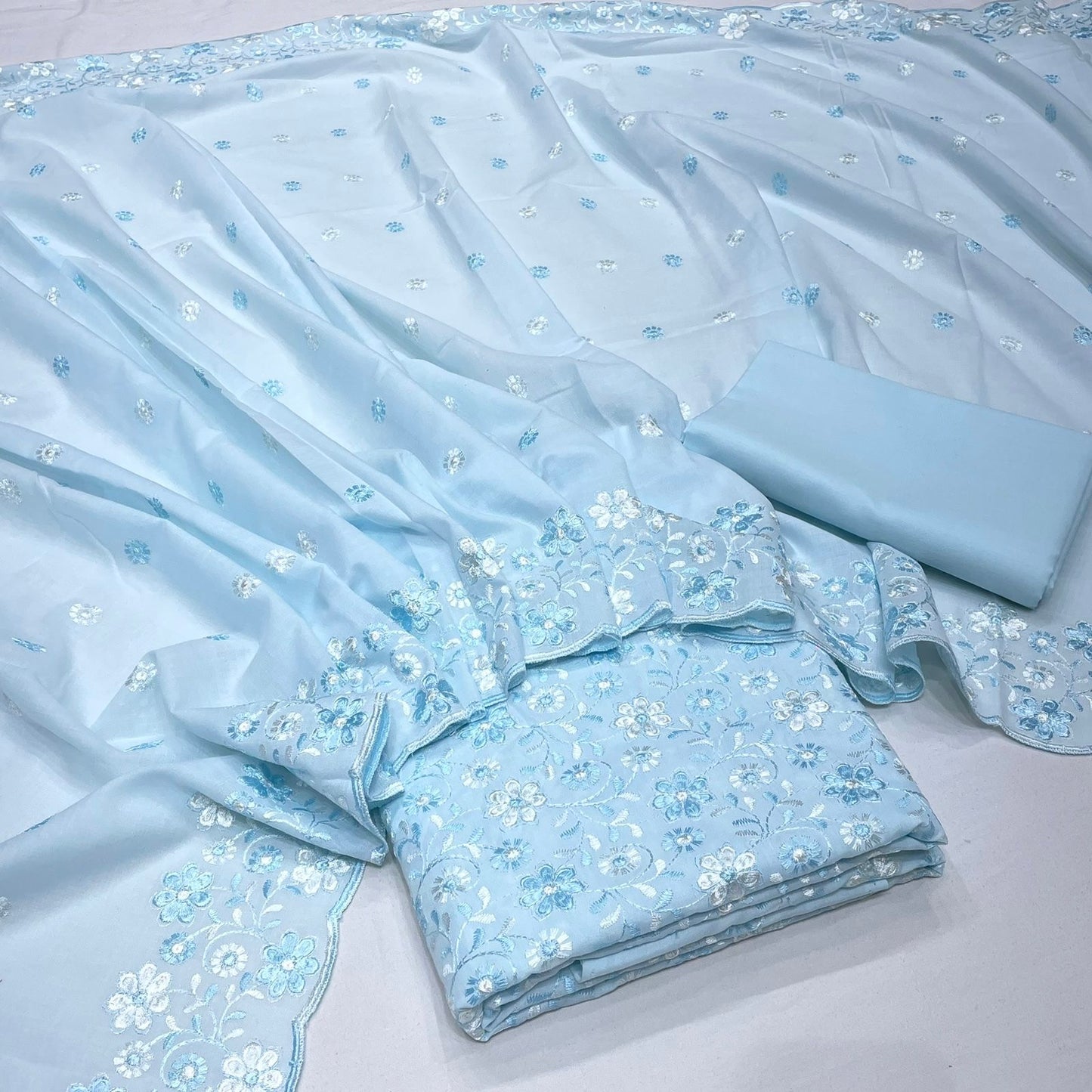Pure Cotton Chikan Suit (Unstitched)