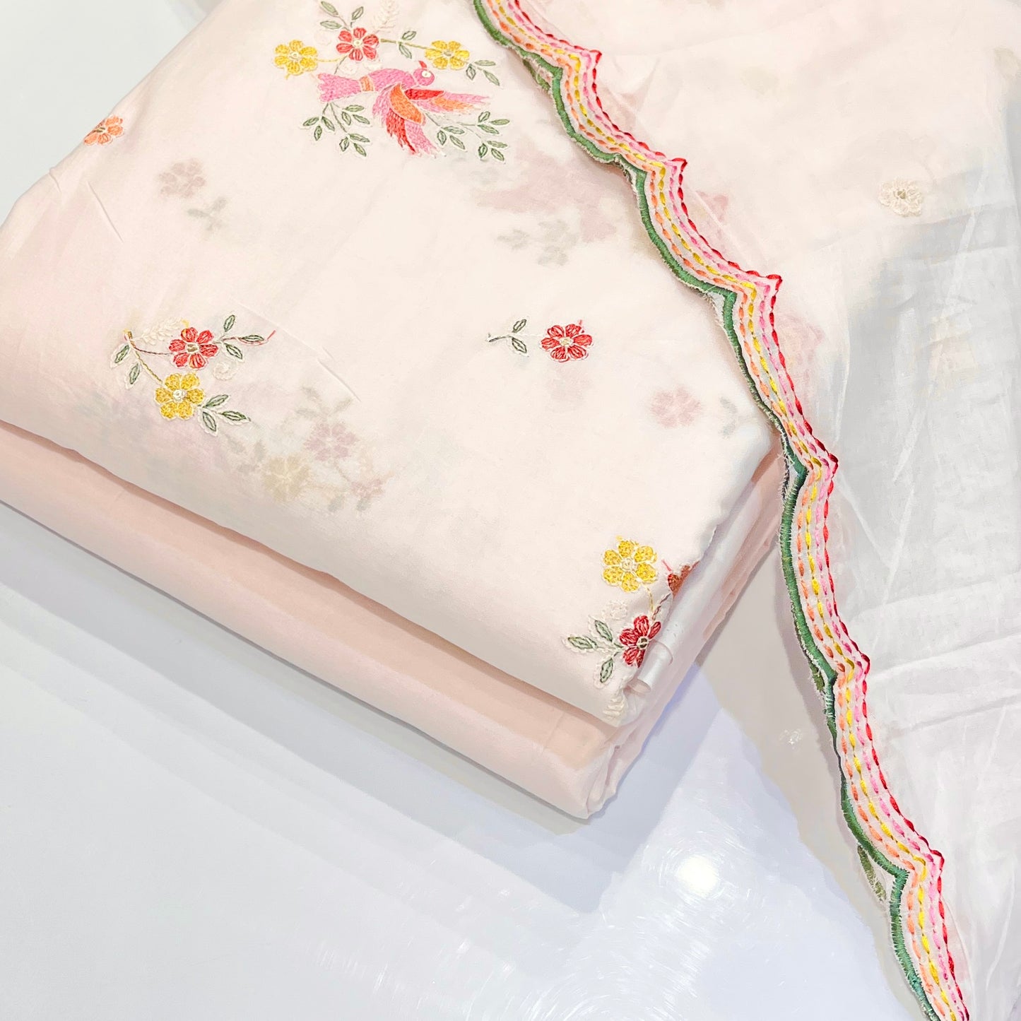 Pastel Cotton Embroidered Suit (Unstitched)