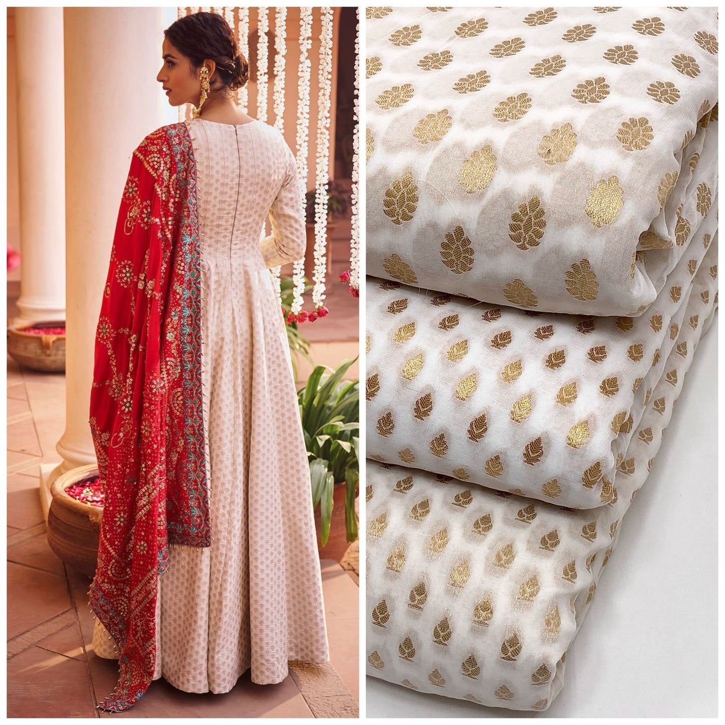 Georgette Buti Jacquard Dyeable