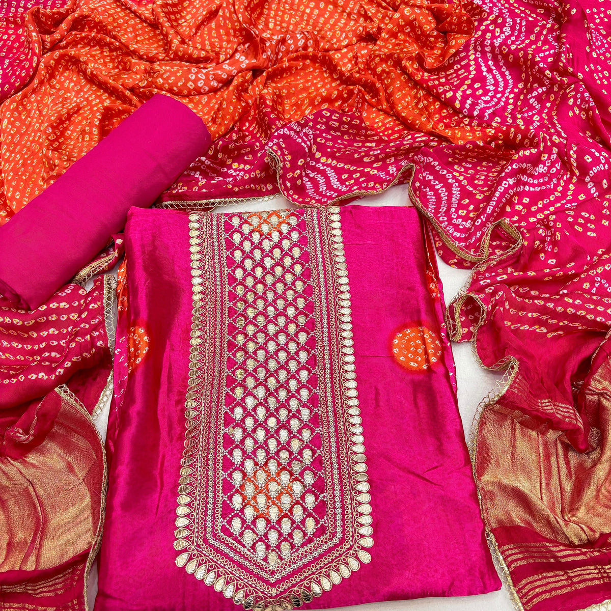 Viral Gajji Silk Unstitched Jaipuri Suit (₹2550 per suit)