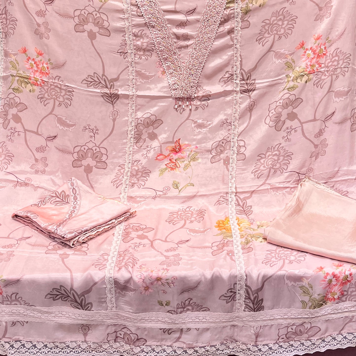 Pastel Nude Pink Premium Muslin 3pc Suit