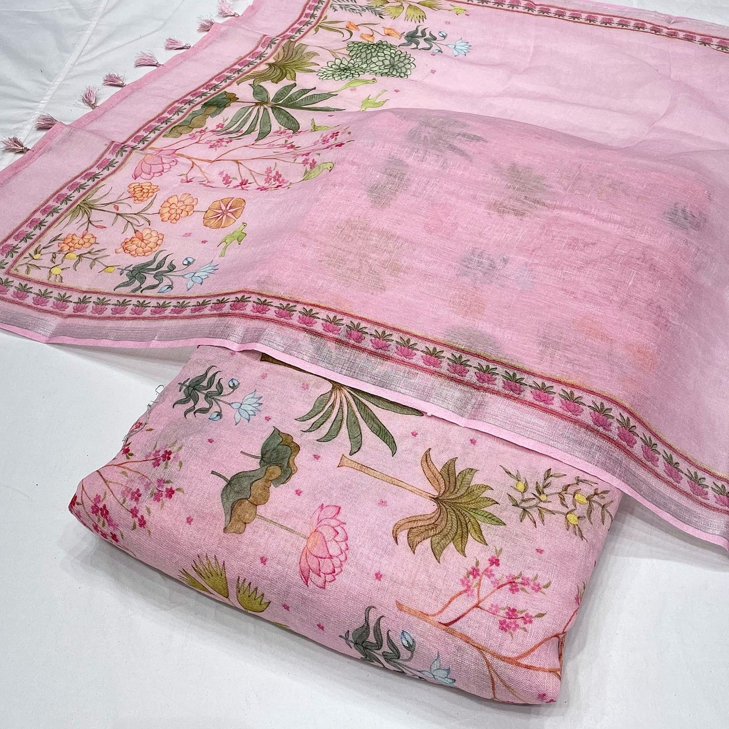 Pure Linen Print Combo (Top+Dupatta)