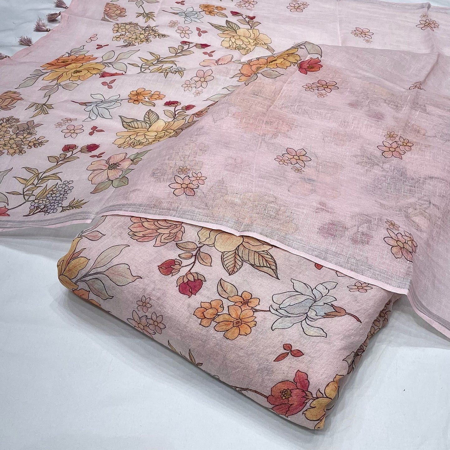 Pure Linen Print Combo (Top+Dupatta)