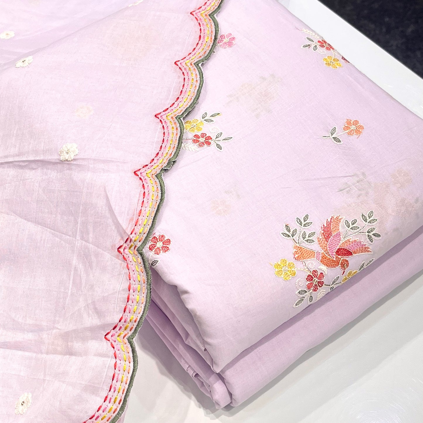 Pastel Cotton Embroidered Suit (Unstitched)