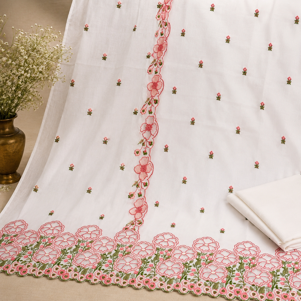Pure Cotton Cutwork Embroidered Unstitched Suit (₹1650 per suit)
