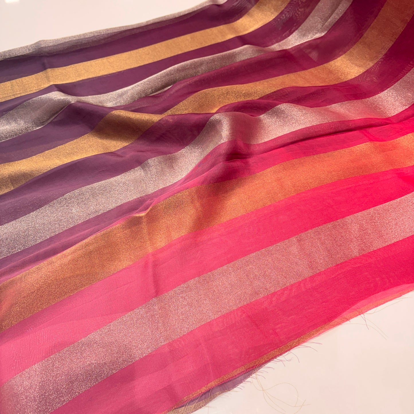 4D Organza Tissue Stripes 44” @₹350/mtr