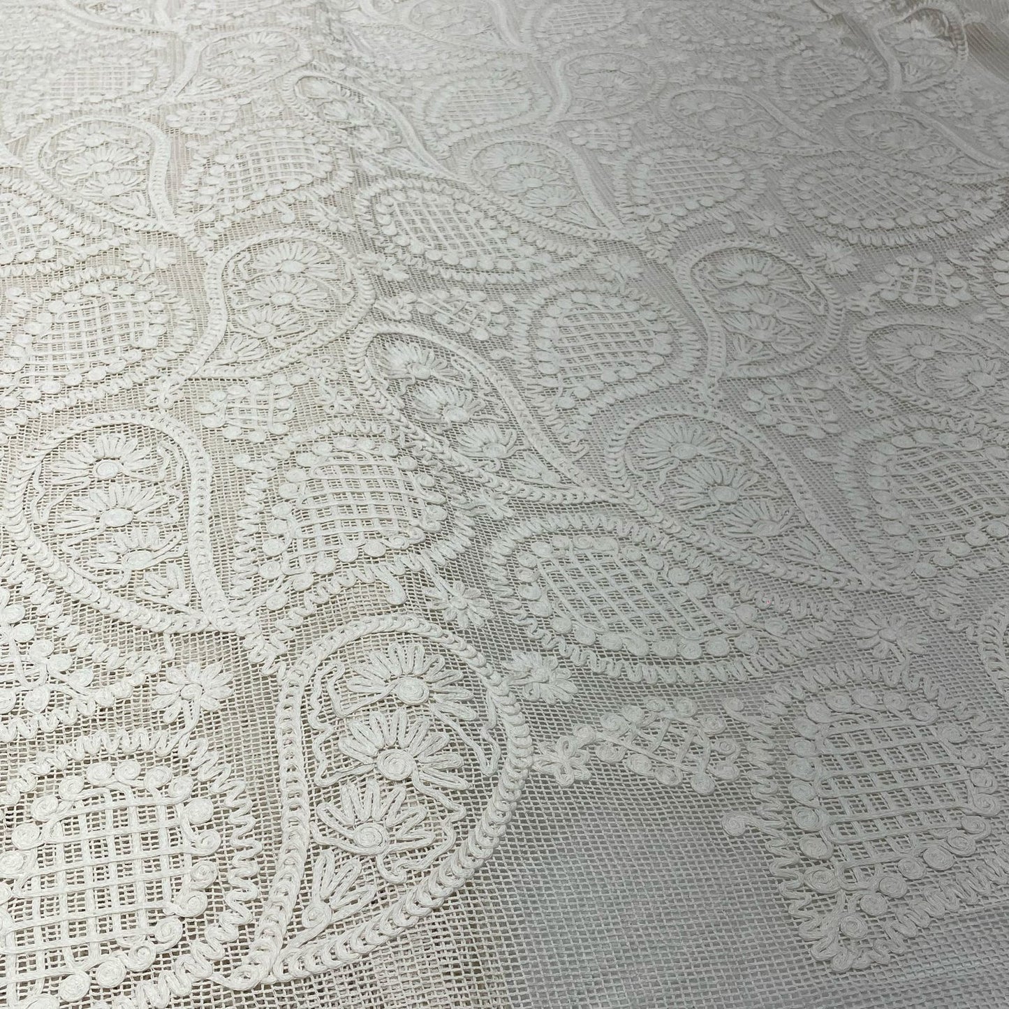 Pure Cotton Crochet Hakoba with Cotton Thread Ribbon Embroidery 52”