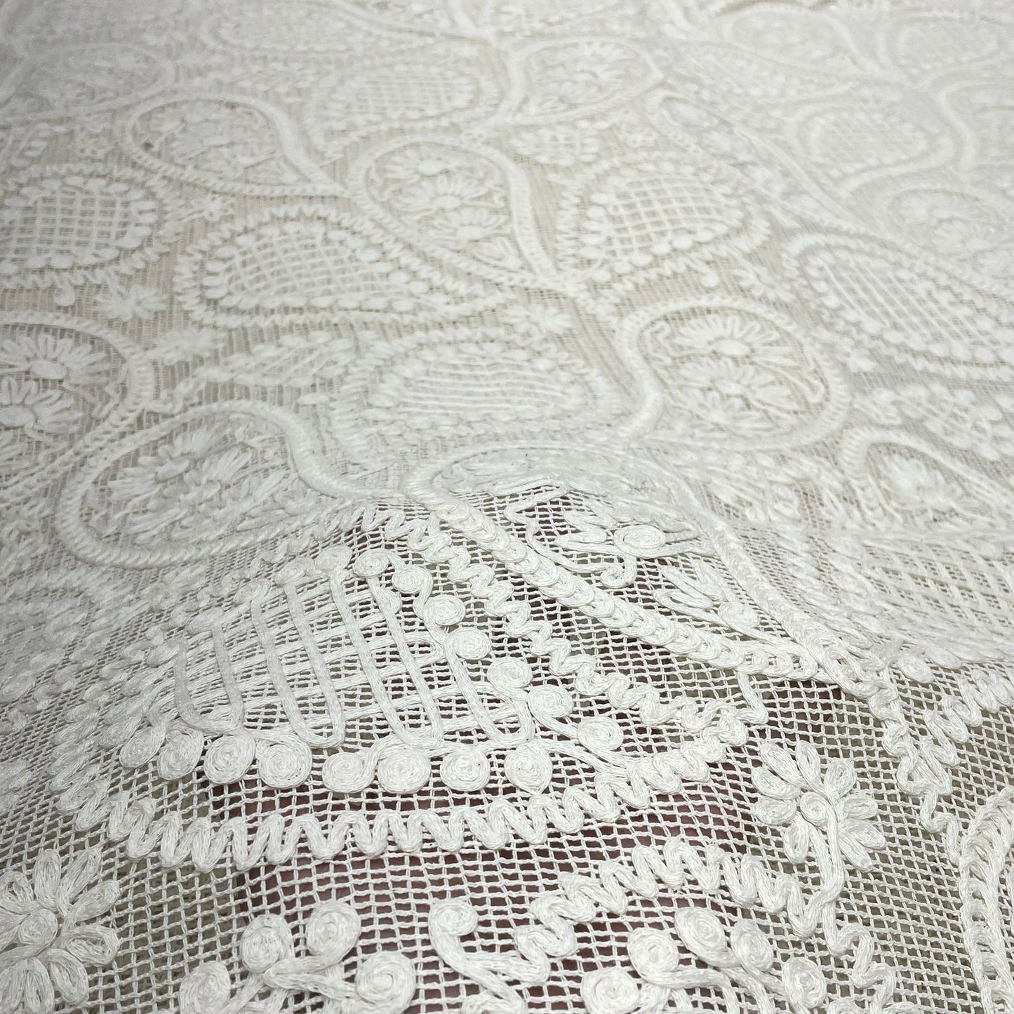 Pure Cotton Crochet Hakoba with Cotton Thread Ribbon Embroidery 52”