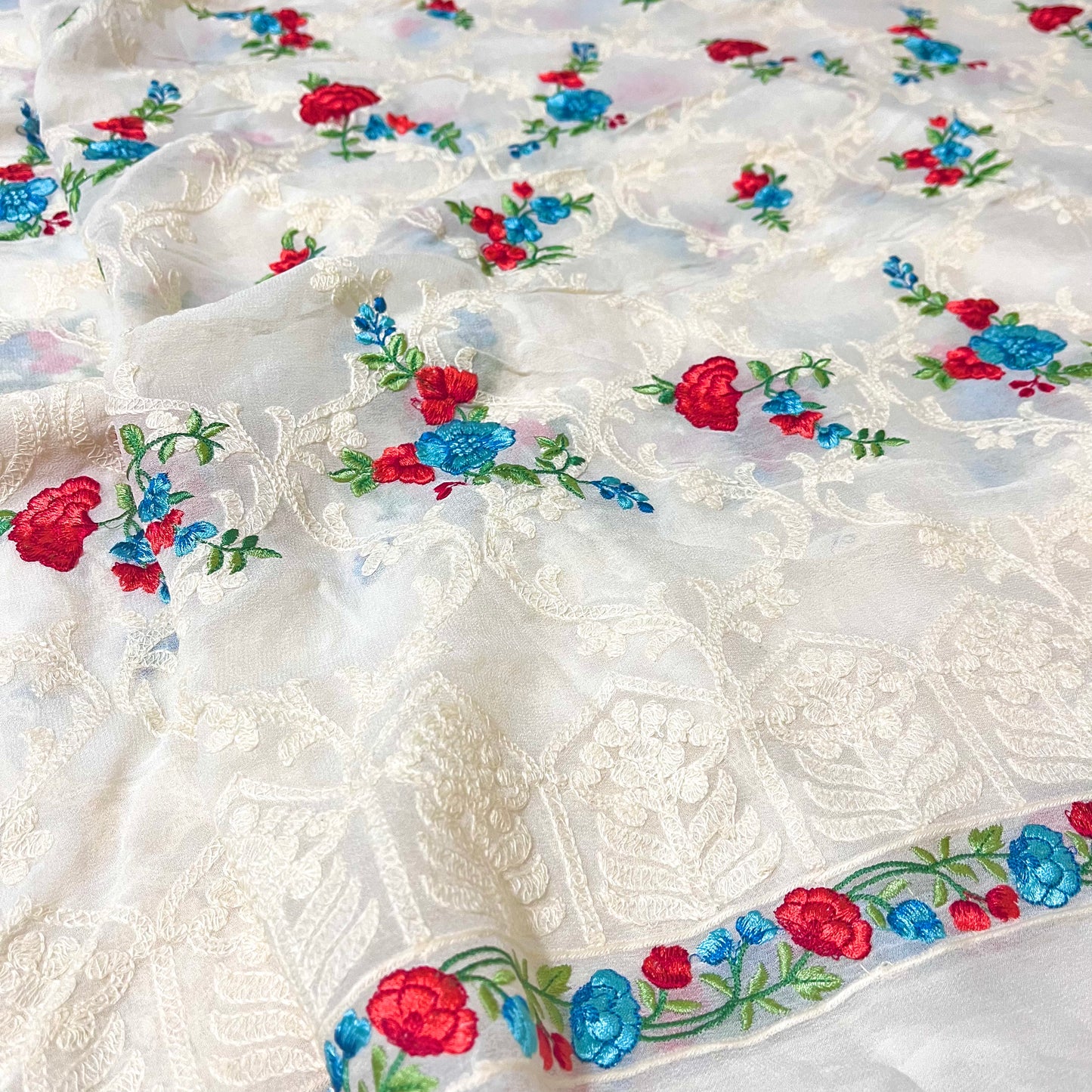 Lucknowi Style Embroidered Pure Georgette