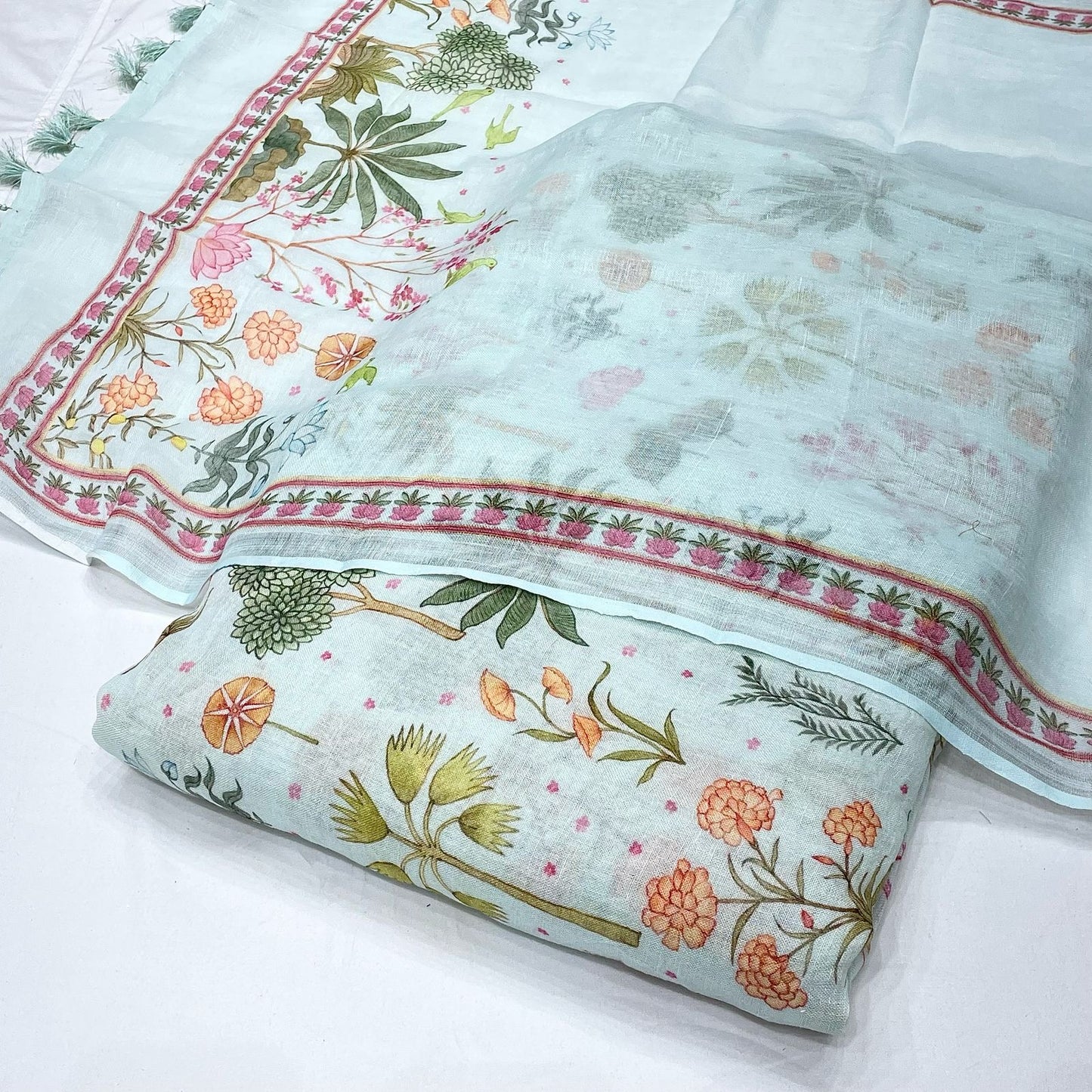Pure Linen Print Combo (Top+Dupatta)