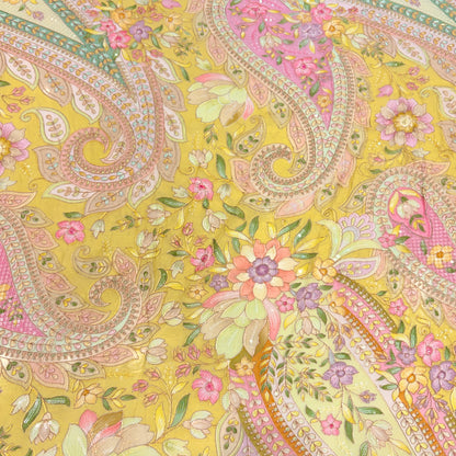 Luxury Pure Organza Paisley Position Print Embroidery (₹1350 per meter)