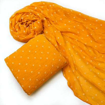 Jaipuri Folk Hand Bandhani Pure Viscose Georgette Fabric by Meter | 44 Inch Width | Soft Flowy Dress Material (₹400 Per Meter)