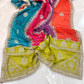 Multi Color Organza Embroidered Dupatta with Matching Pure Crepe Combo