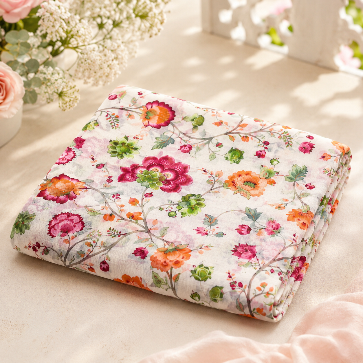 Pastel Bloom Collection – Pure Viscose Georgette Floral Digital Prints (₹350 per meter)