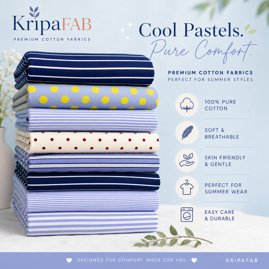 Pure Cotton Striped Fabric Big Width – Summer Dress & Shirt Material