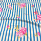 Pure Organic Cotton Digital Print Floral Stripe Fabric – Blue | Soft Breathable Summer Fabric | 44” Width (₹300 per meter)