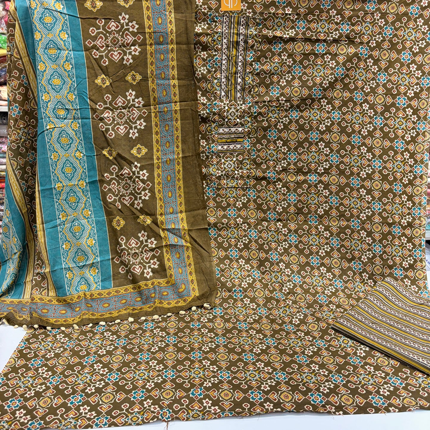 Pure Cotton Patola Suit (Unstitched)