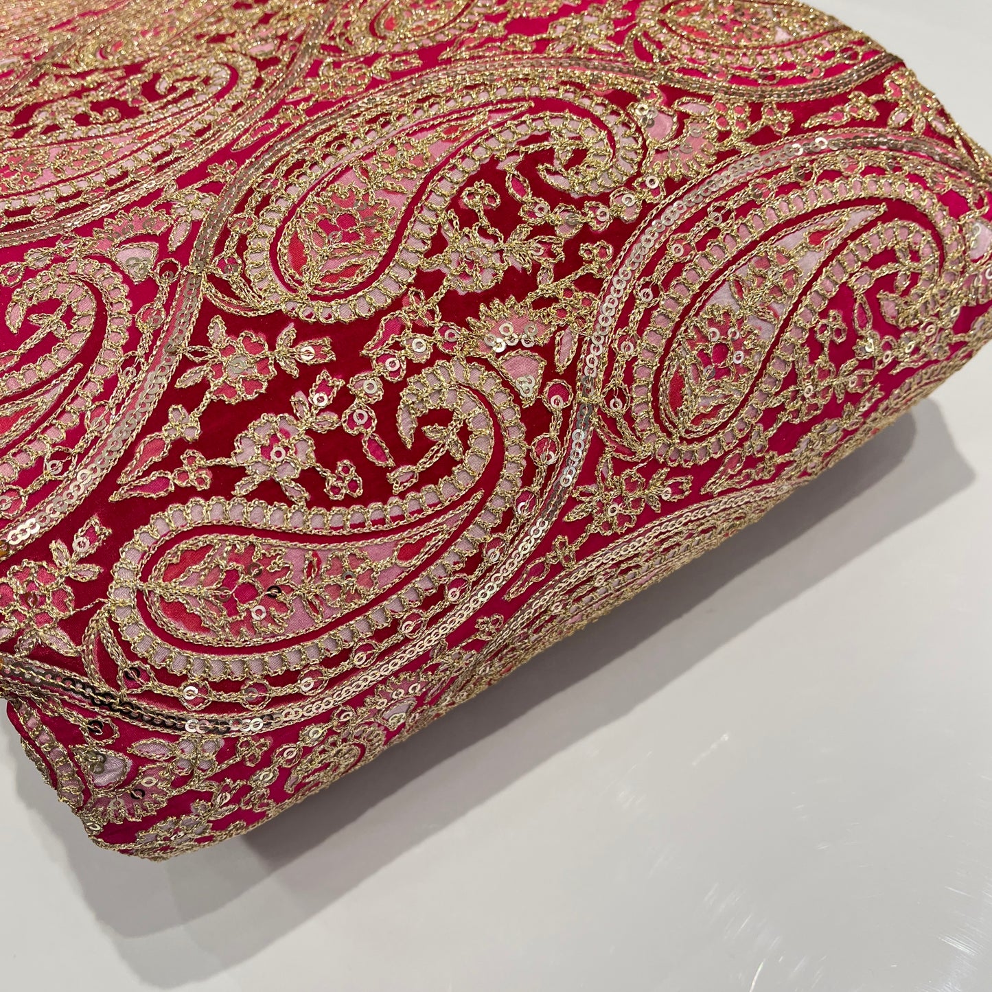 Pure Crepe Paisley Print with Embroidery