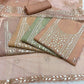 Premium Gold Foil Patti Crush Silk Tissue Embroidered Unstitched Suit Set | Pakistani Style | Taupe Beige (₹4500 per suit)