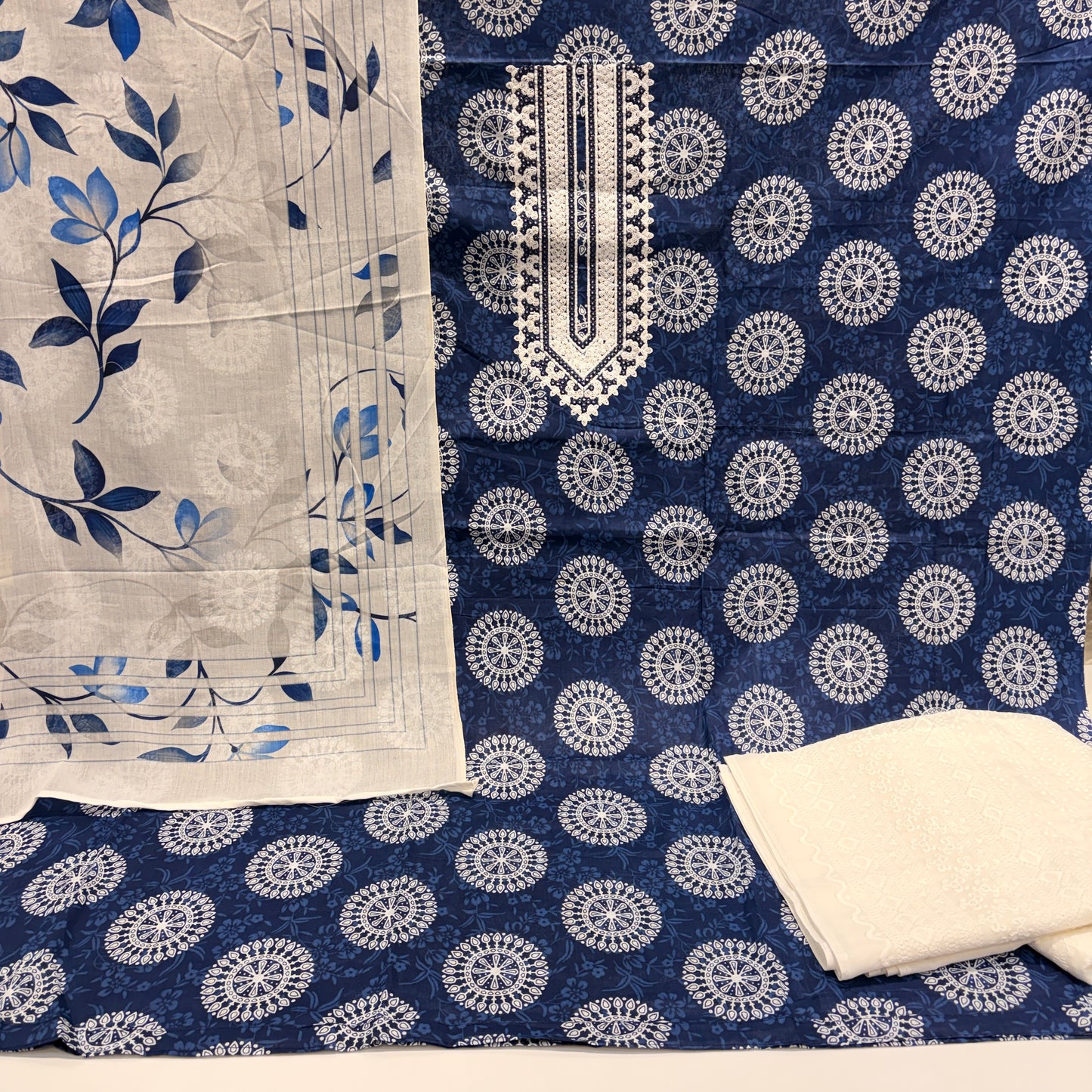 Pure Cotton Brush Print Suit (Unstitched)