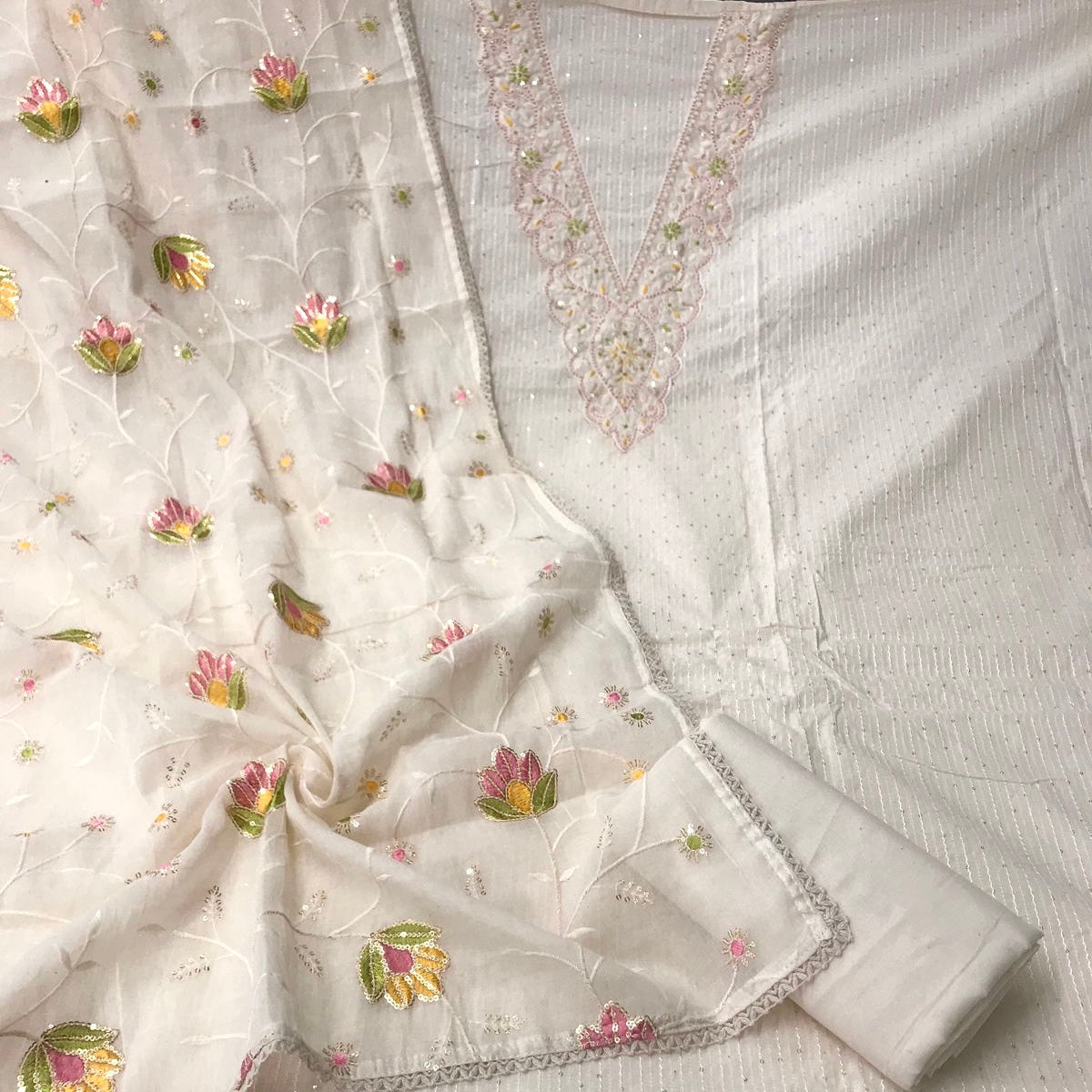 Pure Cotton Embroidered Suit (Unstitched)