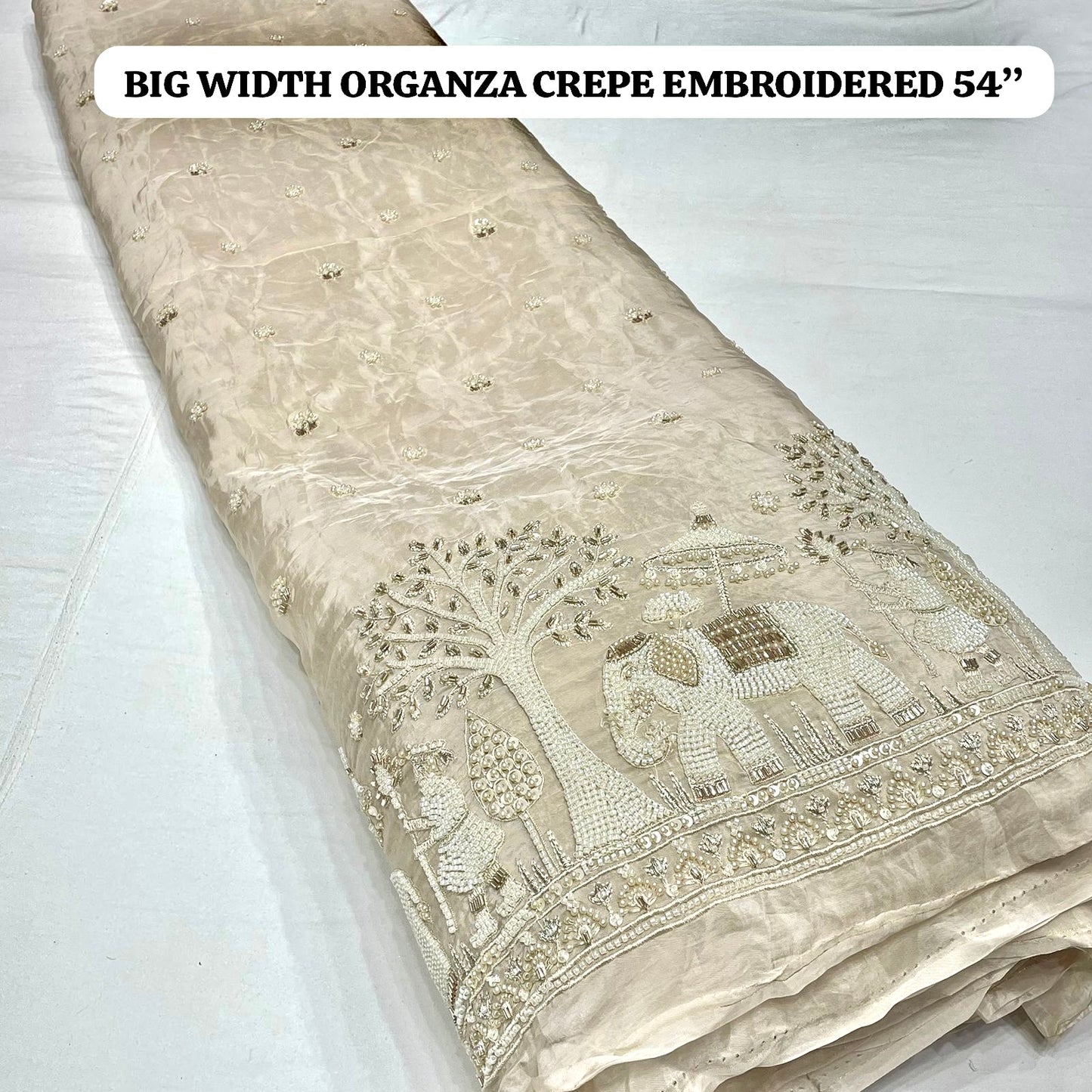 Pure Crepe Organza Cutdana Work