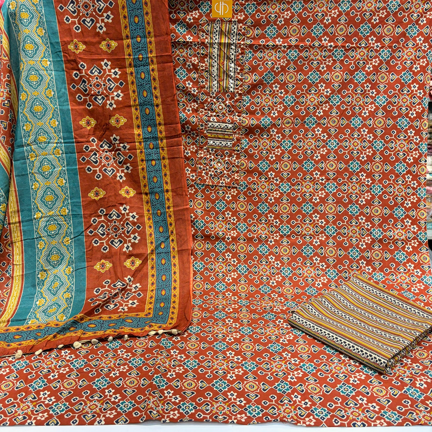 Pure Cotton Patola Suit (Unstitched)