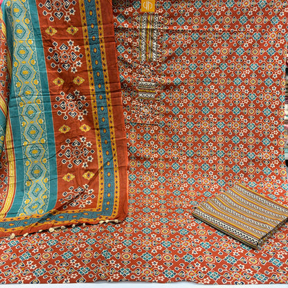 Pure Cotton Patola Suit (Unstitched)