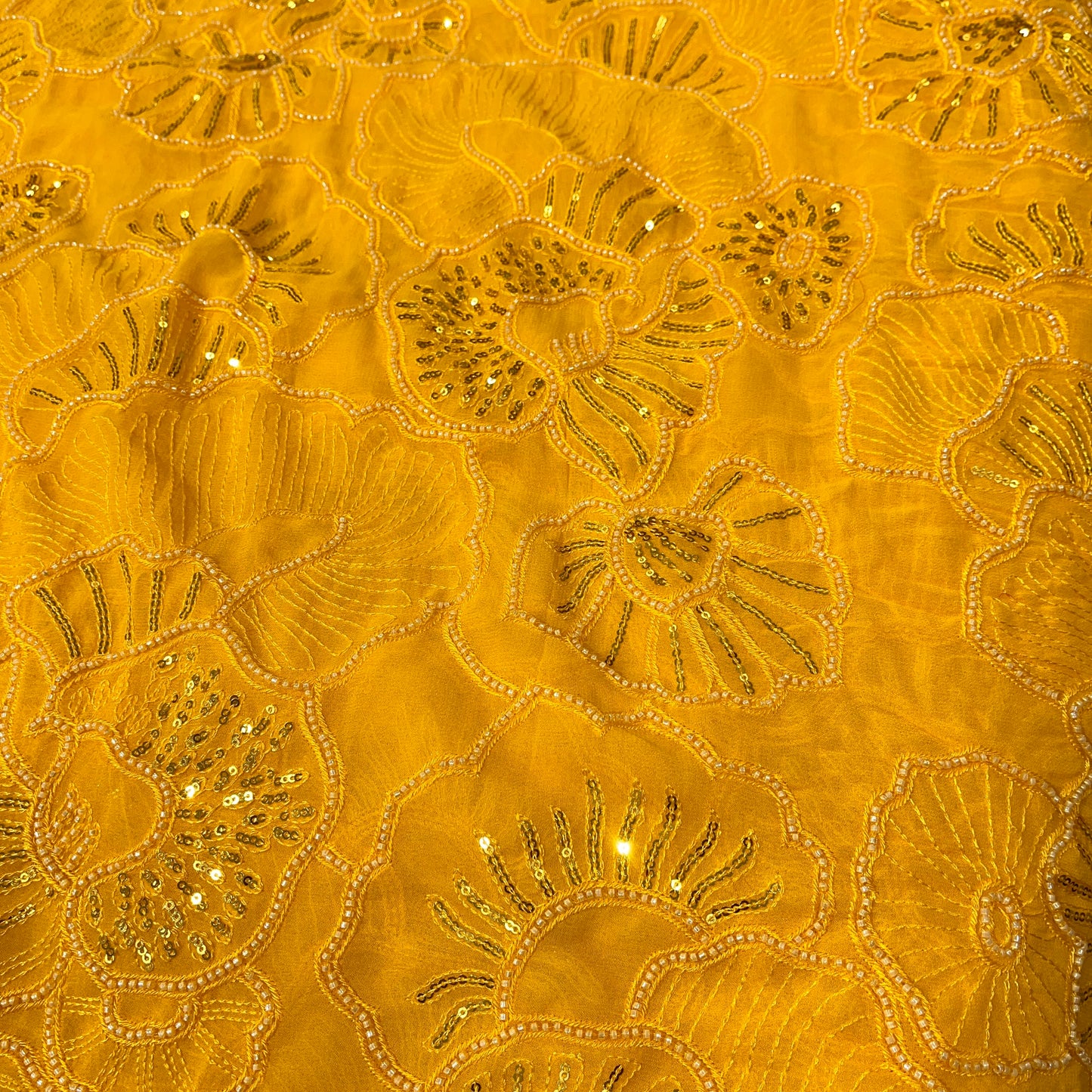 Pure Georgette Cutdana Embroidery