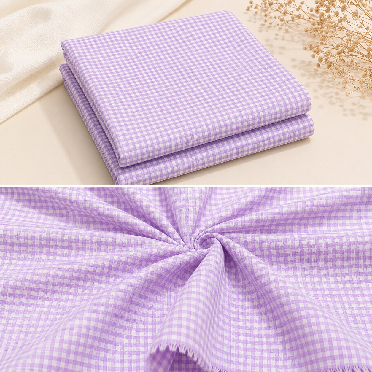 Pure Cotton Checked Fabric by Meter | Soft Breathable Cotton for Cord Set Dresses, Kurtis & Shirts (₹250 per meter)