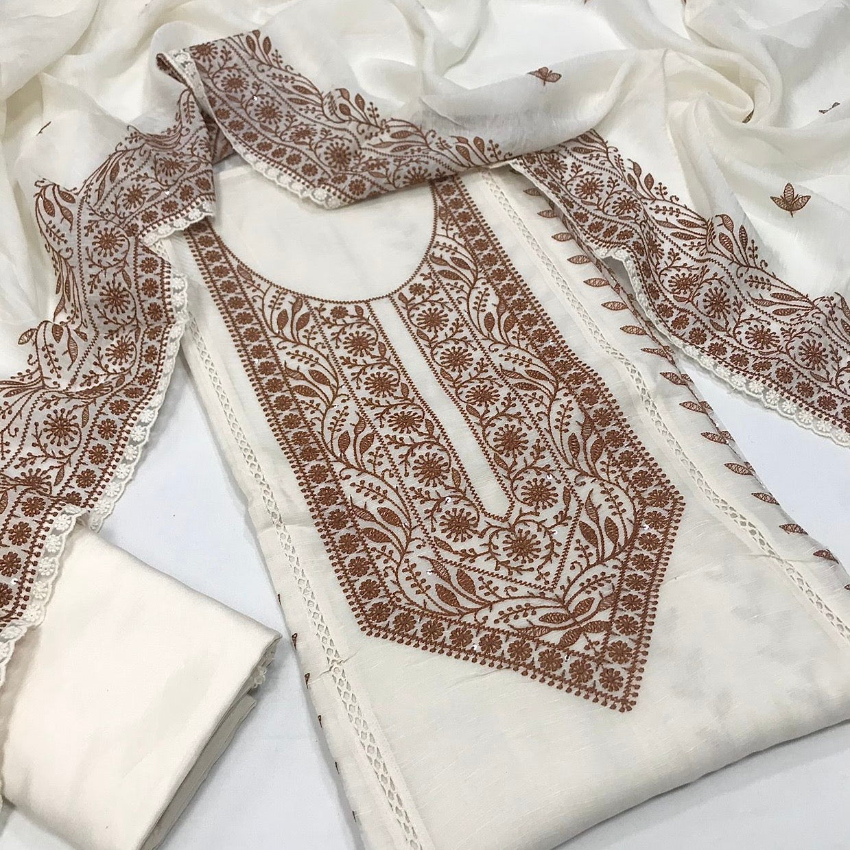 Pure Linen Cotton Embroidered Suit (3pc)