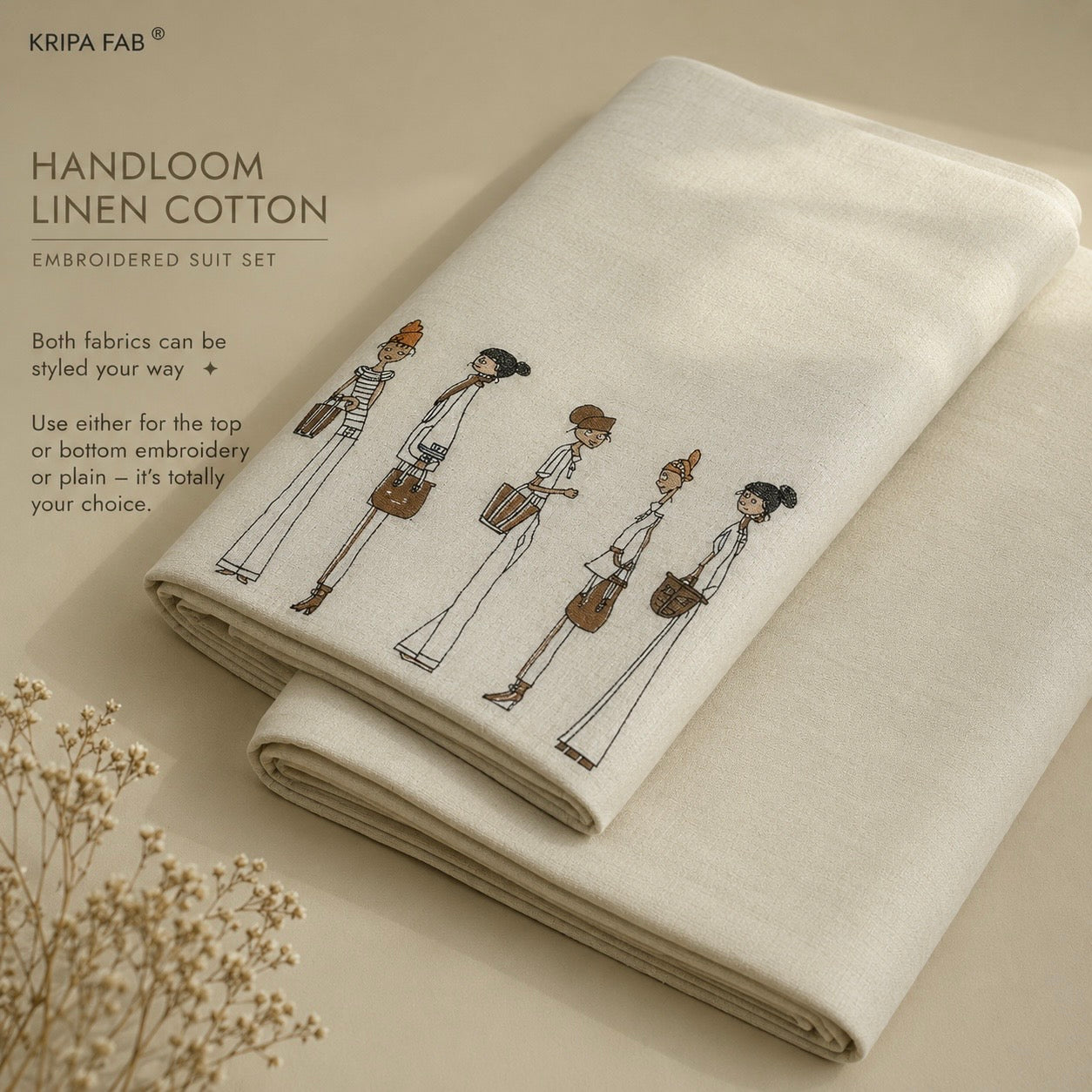 Pure Handloom Linen Fabric by Meter | Soft, Breathable & Summer Friendly (₹350 per meter)