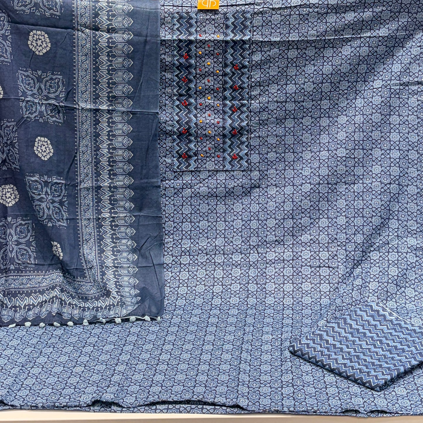 Pure Cotton Indigo Blue Suit (Unstitched)