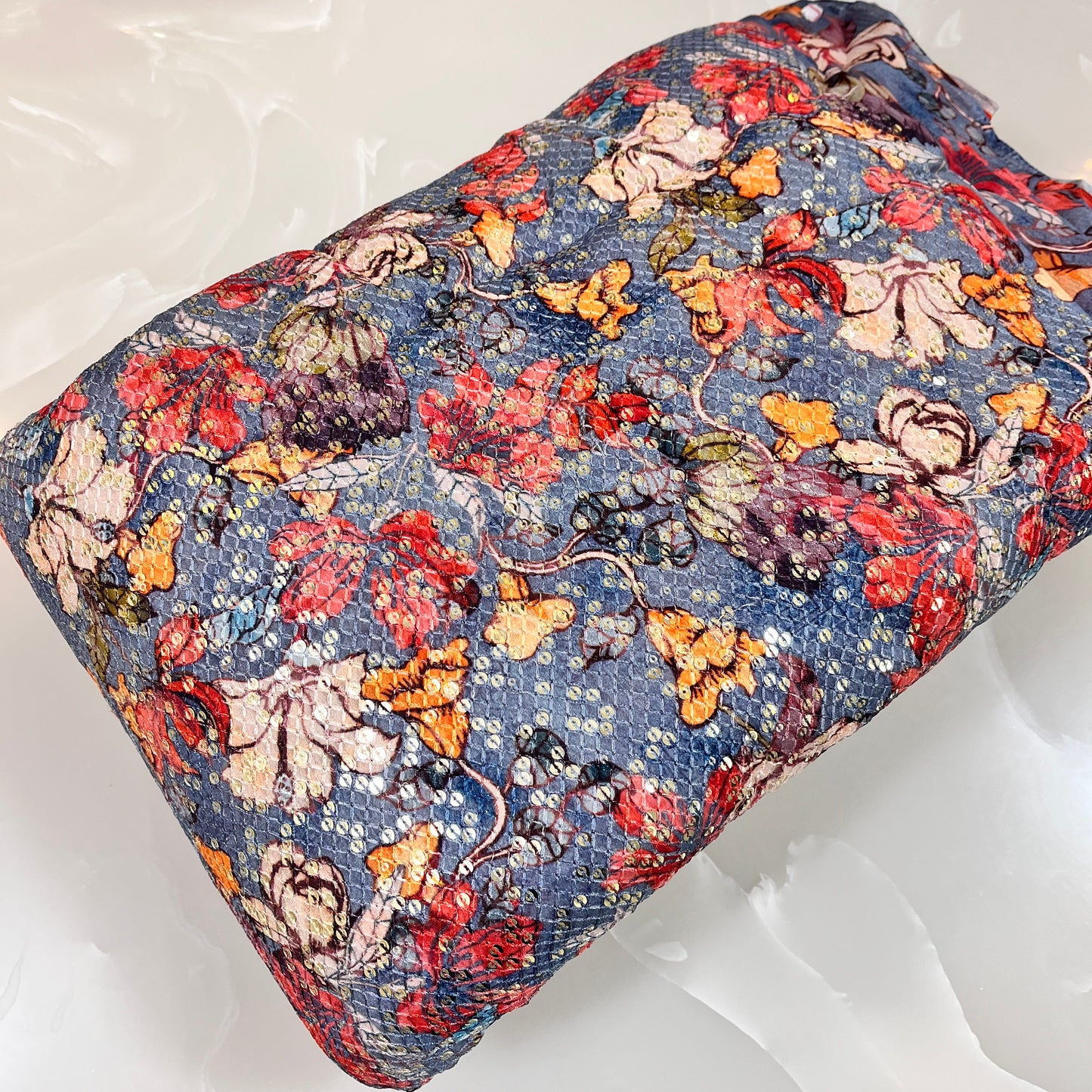 Pure Chinon Print with Embroidery