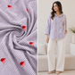 Sky Blue Heart Embroidered Cotton Stripe Fabric | Soft Breathable Summer Dress Material | Premium Apparel Fabric by KripaFAB