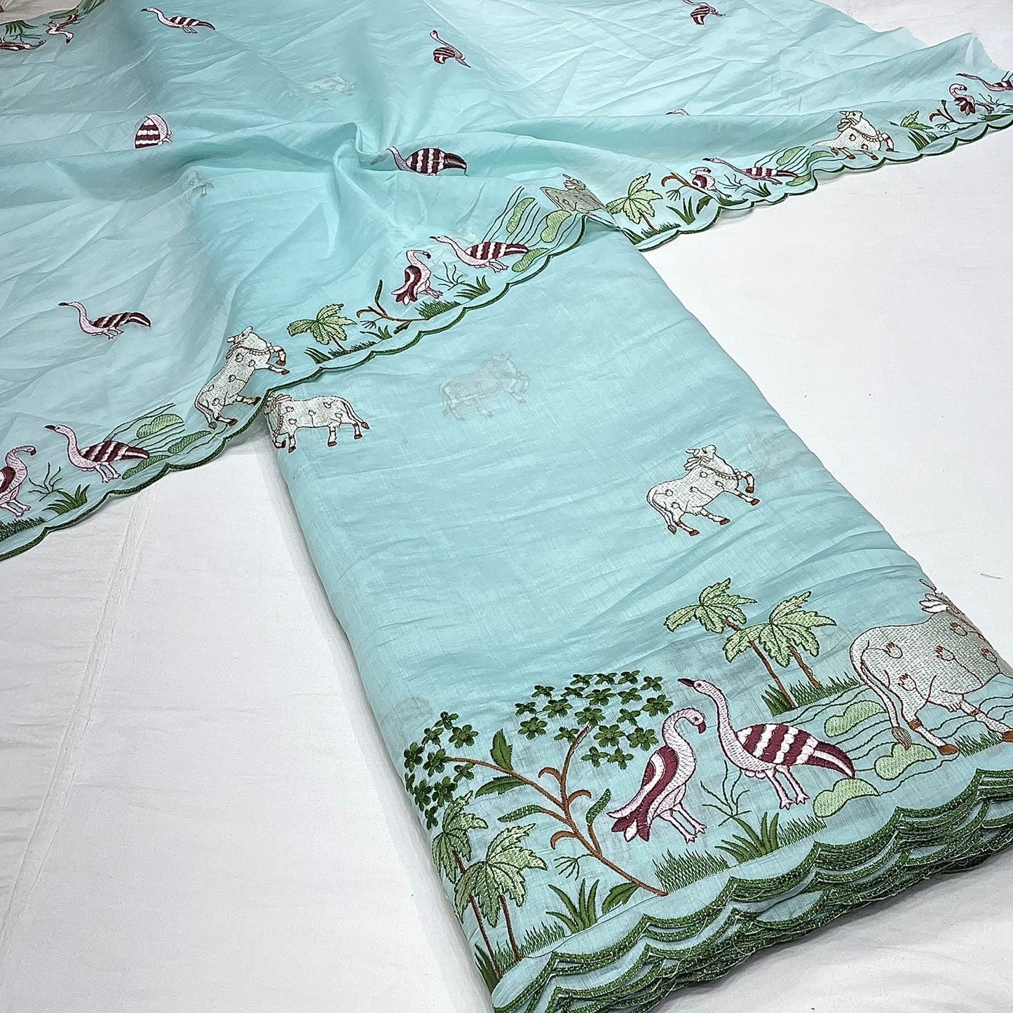 Pure Mul Embroidery 52” with Mul Embroidery 40” for Dupatta Combo